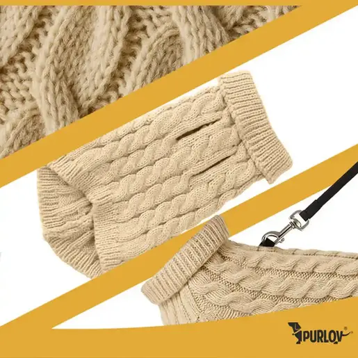 Purlov Džemper za pse Bež 24x16cm S