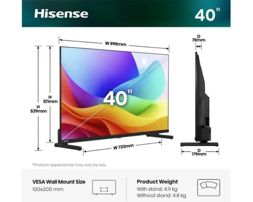 Hisense Hi-QLED TV 40" 40A5S, Full HD, VIDAA Smart OS