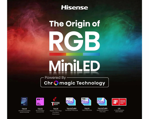 Hisense RGB Mini-LED TV 65" 65UR8S, 4K Ultra HD, VIDAA Smart OS