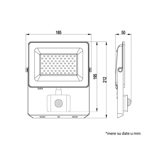Led reflektor sa pir senzorom 50w 6500k 4300lm Lrf048sw-050