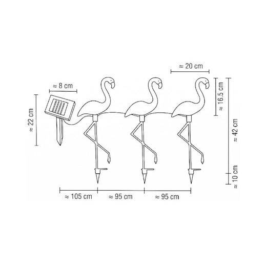 Solarna baštenska lampa "flamingo" - 3 kom. 13489-11422