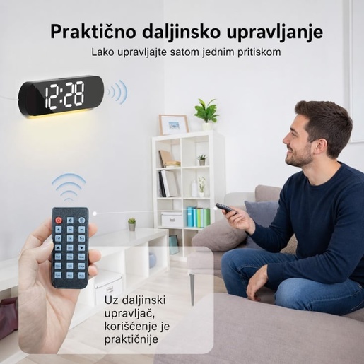 Zidni sat sa budilnikom i termometrom 11938bl 18460-11938bl