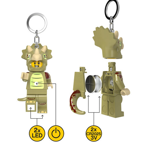 LEGO Minifigure privezak za ključeve sa svetlom: Tip u kostimu triceratopsa LGL-KE238H