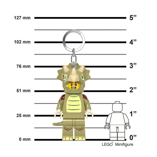 LEGO Minifigure privezak za ključeve sa svetlom: Tip u kostimu triceratopsa LGL-KE238H