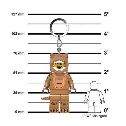 LEGO Minifigure privezak za ključeve sa svetlom: Tip u kostimu ti-reksa LGL-KE237H
