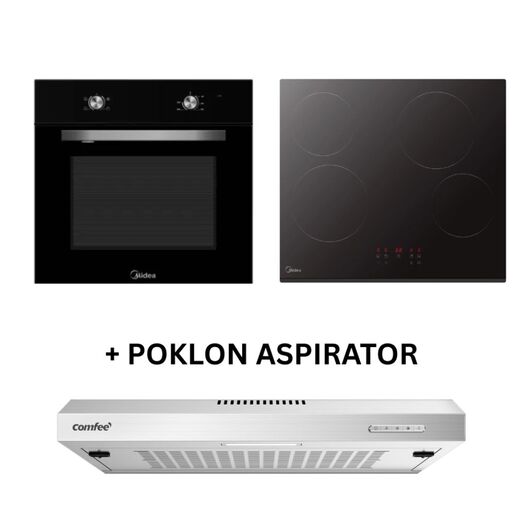 Midea Ugradna rerna MD65M40M0-00 + Midea Ugradna ploča MC-6F6004R242 + Poklon Comfee aspirator KWH-SLIF17SS-60