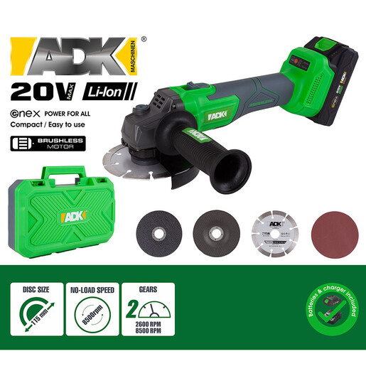 ADK akumulatorska ugaona brusilica 20V SF4C103 ENEX 1 x 2.0AH