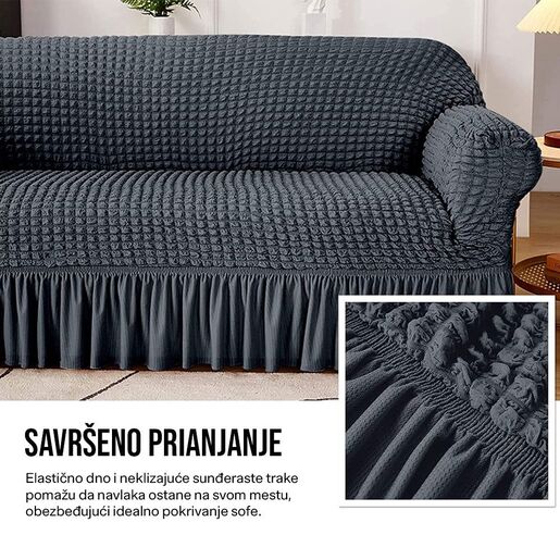 Retro Pokrivač za dvosede i kauče od 145cm do 185cm - Siva