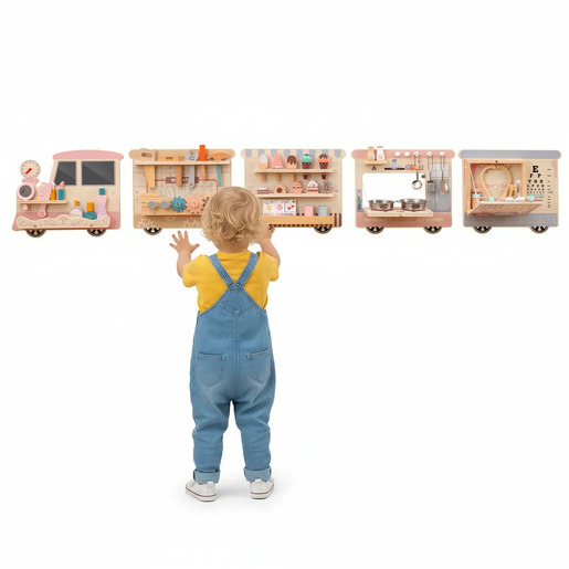Topi Toys Drvena zidna igračka voz i lokomotive MSN24023