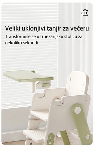 Dečija hranilica i stolica  2u1 zeleno/bela wm25f032 14330