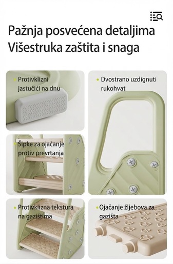 Dečije sigurnosne stepenice sa rukohvatima - zelene wm25f021 14339