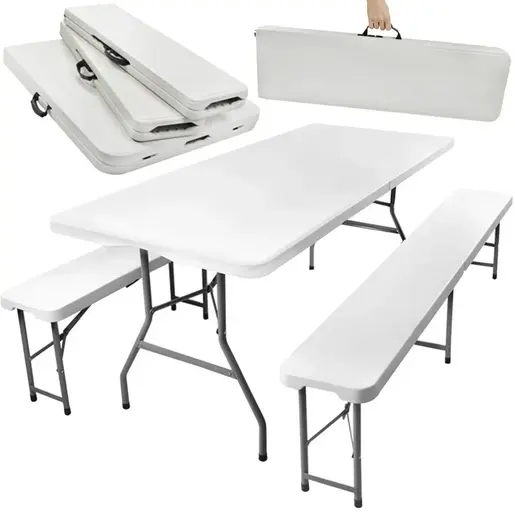 Gardlov Sklopivi Plastični Sto sa Klupama Beli 180cm