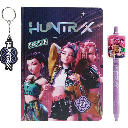 KPOP Demon Hunters lila notes sa olovkom i priveskom