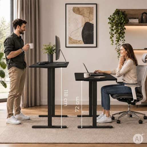 ModernHome Električni radni sto 140 × 60 cm sa podesivom visinom 72–118 cm, crni – JSD-C5-1-1