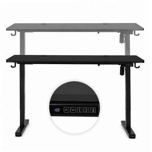 ModernHome Električni radni sto 140 × 60 cm sa podesivom visinom 72–118 cm, crni – JSD-C5-1-1