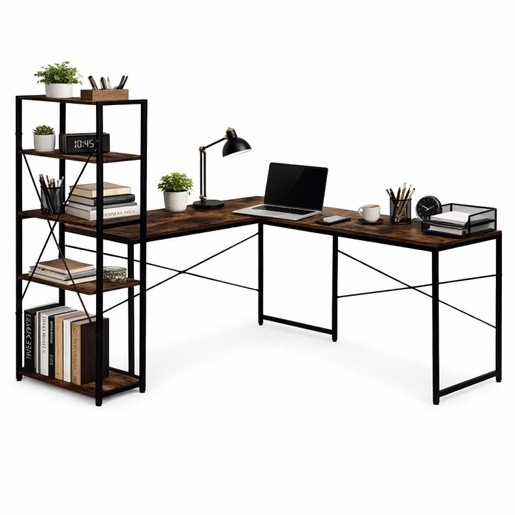 ModernHome Ugaoni radni sto sa policama – Walnut LOFT TH-CD-7-16