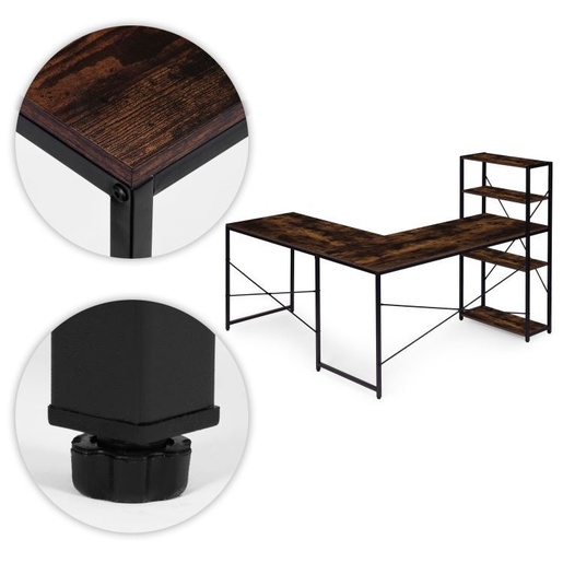 ModernHome Ugaoni radni sto sa policama – Walnut LOFT TH-CD-7-16