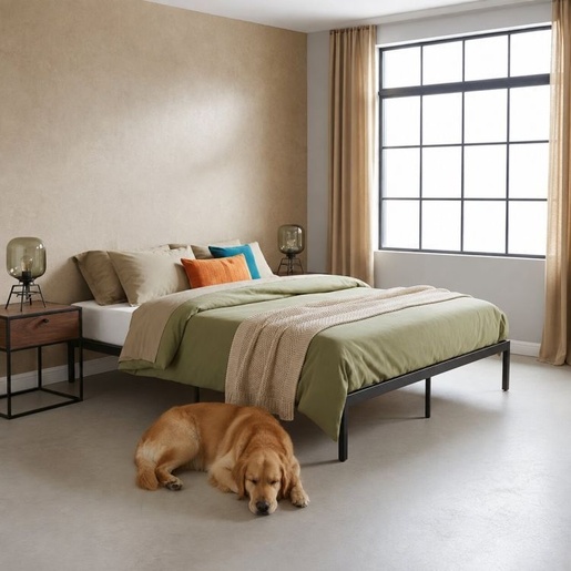 ModernHome Krevet sa metalnim ramom 190 × 200 cm sa podnicom, crni – GIC-BF02