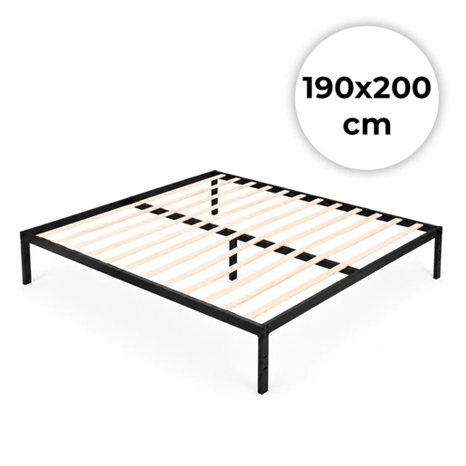 ModernHome Krevet sa metalnim ramom 190 × 200 cm sa podnicom, crni – GIC-BF02