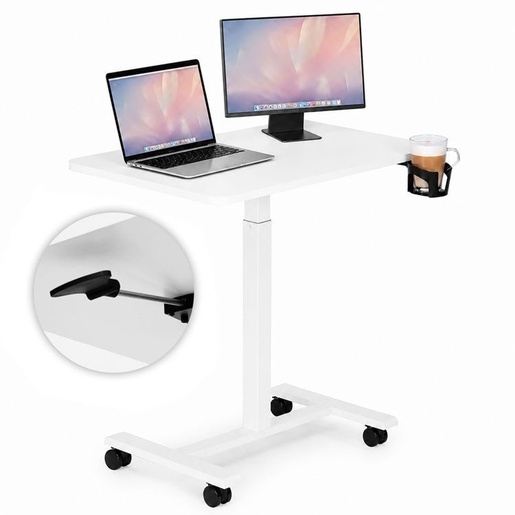 ModernHome Mobilni podesivi sto za laptop, 70 × 48 cm, bele boje, visina 71,5–112 cm – JNI-PN01-5-5