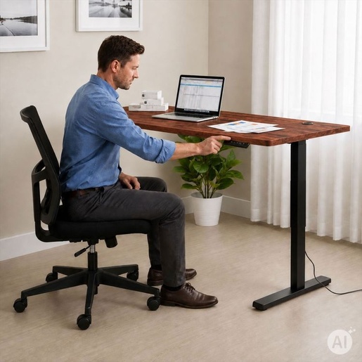 ModernHome Električni radni sto 140 × 60 cm sa podesivom visinom 72–118 cm, rustični hrast – JSD-C5-1-16