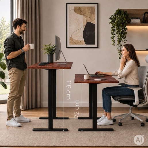 ModernHome Električni radni sto 140 × 60 cm sa podesivom visinom 72–118 cm, rustični hrast – JSD-C5-1-16