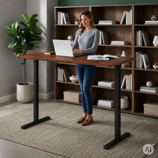 ModernHome Električni radni sto 140 × 60 cm sa podesivom visinom 72–118 cm, rustični hrast – JSD-C5-1-16