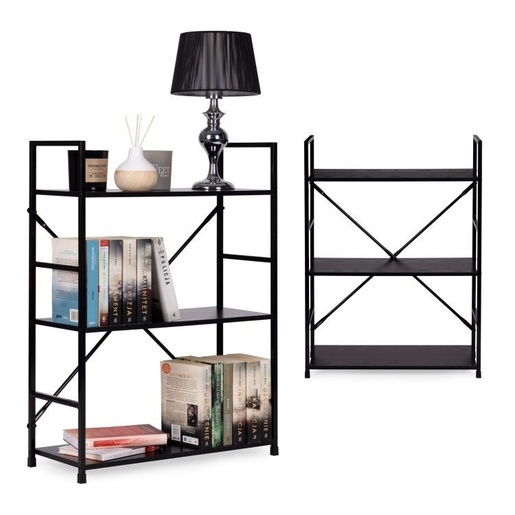 ModernHome LOFT polica sa 3 police i metalnim okvirom – Black CWJ602480LGB