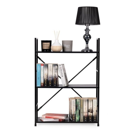 ModernHome LOFT polica sa 3 police i metalnim okvirom – Black CWJ602480LGB