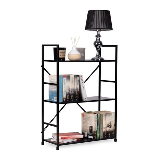 ModernHome LOFT polica sa 3 police i metalnim okvirom – Black CWJ602480LGB