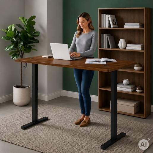 ModernHome Električni radni sto 140 × 60 cm sa podesivom visinom 72–118 cm, tamni hrast – JSD-C5-1-19
