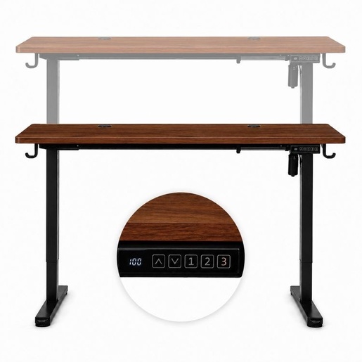 ModernHome Električni radni sto 140 × 60 cm sa podesivom visinom 72–118 cm, tamni hrast – JSD-C5-1-19