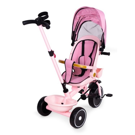ECO TOYS Tricikl za decu sa rotirajućim sedištem, gurajućim rukohvatom i tendom pink WQL-186 PINK