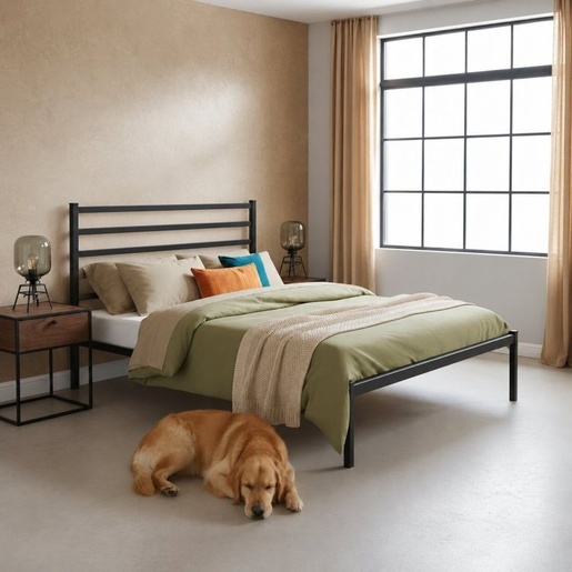 ModernHome Krevet sa metalnim ramom 190 × 200 cm, podnicom i uzglavljem, crni – GIC-BF01