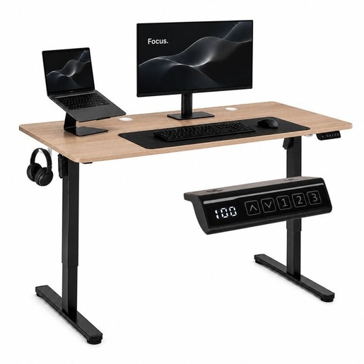 ModernHome Električni radni sto 140 × 60 cm sa podesivom visinom 72–118 cm, svetli hrast – JSD-C5-1-15