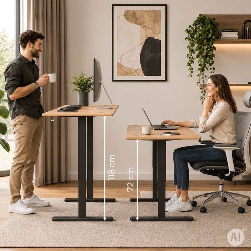 ModernHome Električni radni sto 140 × 60 cm sa podesivom visinom 72–118 cm, svetli hrast – JSD-C5-1-15