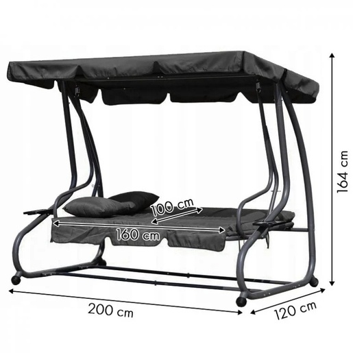 BOLZZ Baštenska ležaljka 2u1 TX dark gray BOLTX-4018DGR