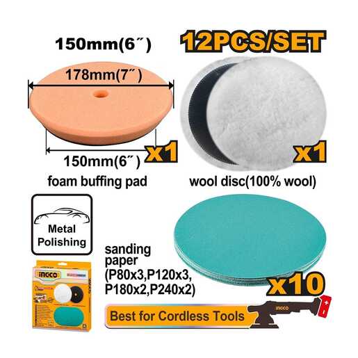 INGCO set za poliranje i brušenje 150mm APG15012