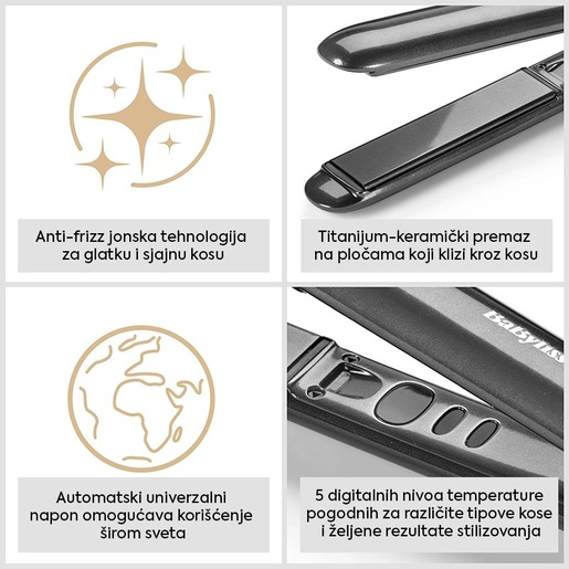Babyliss Pegla za kosu ST620E, Titanium Shine