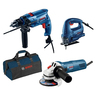Bosch Professional GSB 550 vibraciona bušilica + GWS 750-125 ugaona brusilica + GST 700 ubodna testera set alata