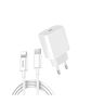 DENMEN DC06L Punjač za mobilne Type C 20W Fast + Lightning kabl bela