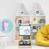 KINDER HOME Dečija drvena tabla sa magnetima na postolju, za učenje, crtanje i skladištenje plavo-žuta TF6057