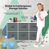 KINDER HOME Drvena komoda sa 6 tekstilnih fioka za odlaganje siva TF5491
