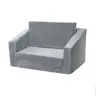 KINDER HOME Plišana dečija sofa-krevet 2u1 siva 15047