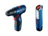 BOSCH Professional akumulatorska bušilica-odvrtač GSR 120-LI + GLI 12V-300 (2x 2,0 Ah + GAL 1210 CV, kofer)