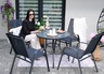 CHOMIK Baštenski set nameštaja, 4 stolice + okrugli sto – sivi