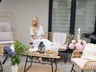 CHOMIK Baštenski set nameštaja, sofa, dve stolice i stočić, braon ratan sa sivim jastucima