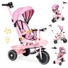 ECO TOYS 2u1 tricikl sa rotirajućim sedištem i sklopivom tendom Pink, WQL-066-18 PINK