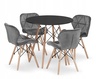 BOLZZ TORINO OKRUGLI STO 80 cm BLACK + FERRA trpezarijske stolice set 4 kom Velvet siva BOLTORTBLBLK + KJC208 GRAY