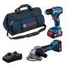 BOSCH Professional set GSR bušilica 18V + GWS ugaona brusilica 18V + 2x4.0Ah + torba 0615A5007N
